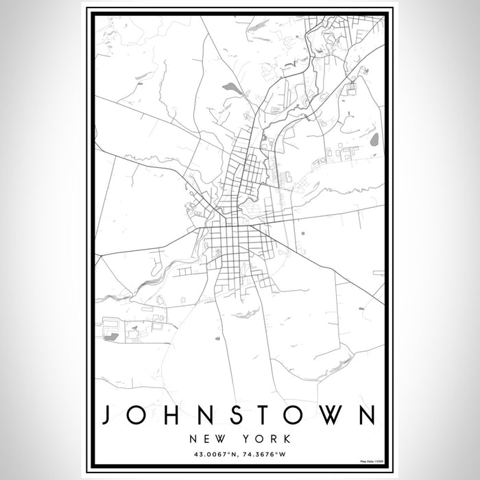 Johnstown New York Map Print Portrait Orientation in Classic Style With Shaded Background