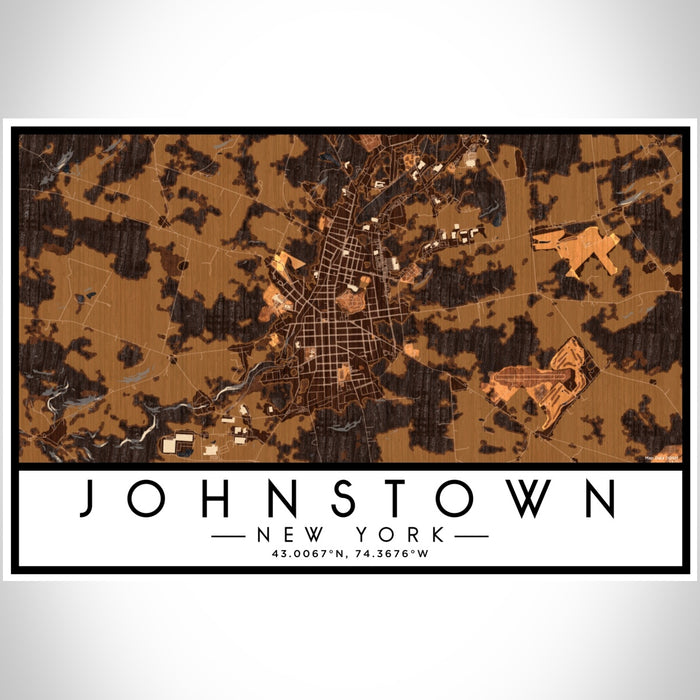Johnstown New York Map Print Landscape Orientation in Ember Style With Shaded Background