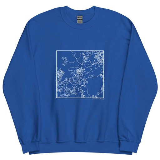 Jonestown Texas  Map Unisex Crewneck Sweater with City inscription in Royal Blue