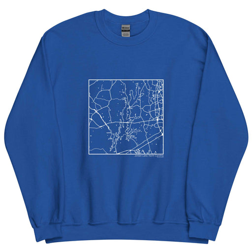 Jordan Lake North Carolina  Map Unisex Crewneck Sweater with City inscription in Royal Blue