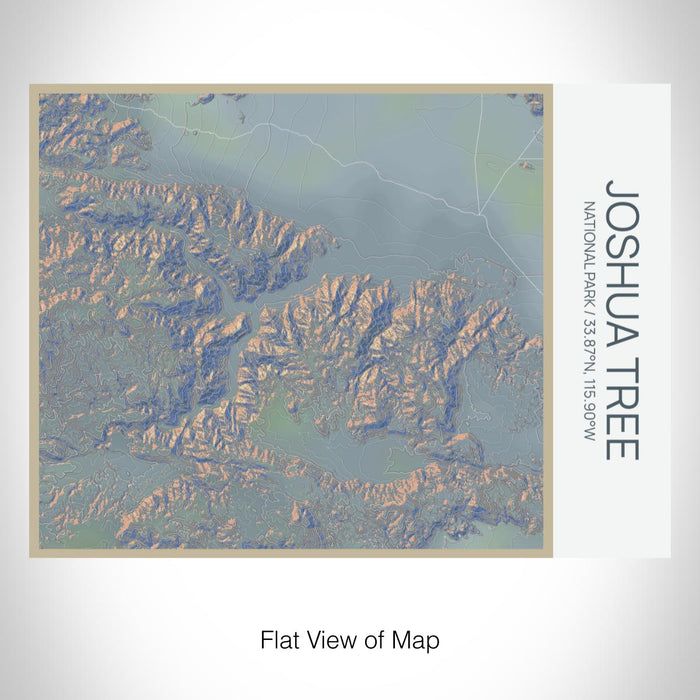 Rendered View of Joshua Tree National Park Map on 20oz Stainless Steel Insulated Bottle with Bamboo Top with printed afternoon style map