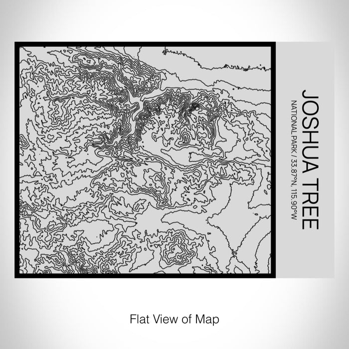 Rendered View of Joshua Tree National Park Map on 20oz Stainless Steel Insulated Bottle with Bamboo Top with printed Tactile Lines Map in Black