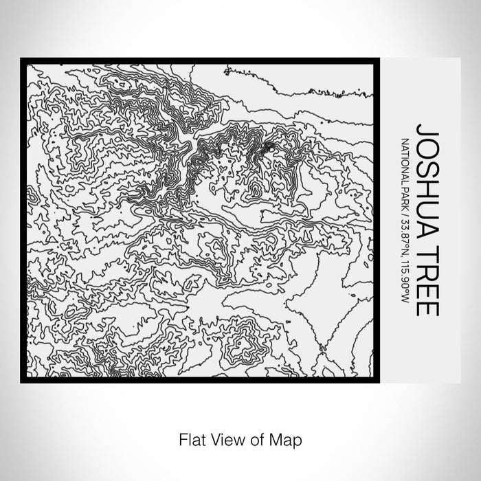 Rendered View of Joshua Tree National Park Map on 20oz Stainless Steel Insulated Bottle with Bamboo Top in Matte White with printed Tactile Lines Map in Black