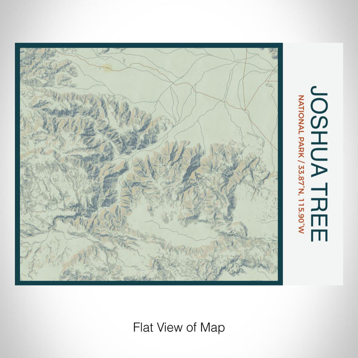 Rendered View of Joshua Tree National Park Map on 20oz Stainless Steel Insulated Bottle with Bamboo Top with printed woodblock style map