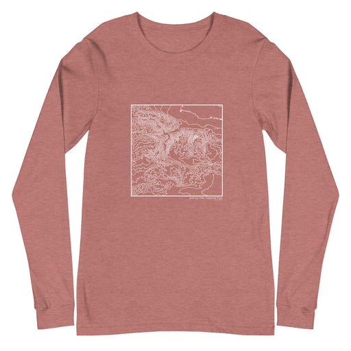 Joshua Tree National Park Topographic  Map Unisex Long-Sleeve T-shirt with City inscription in Heather Mauve