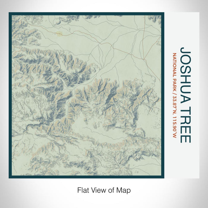 Rendered View of Joshua Tree National Park Map on 17oz Stainless Steel Insulated Tumbler in Woodblock Map Style