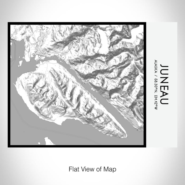 Rendered View of Juneau Alaska Map on 20oz Stainless Steel Insulated Bottle with Bamboo Top with printed classic style map