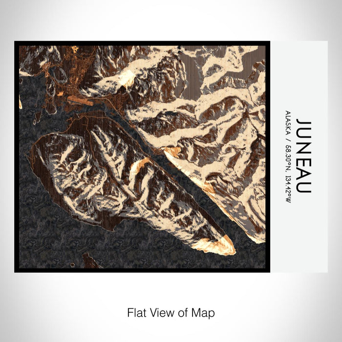 Rendered View of Juneau Alaska Map on 20oz Stainless Steel Insulated Bottle with Bamboo Top with printed ember style map