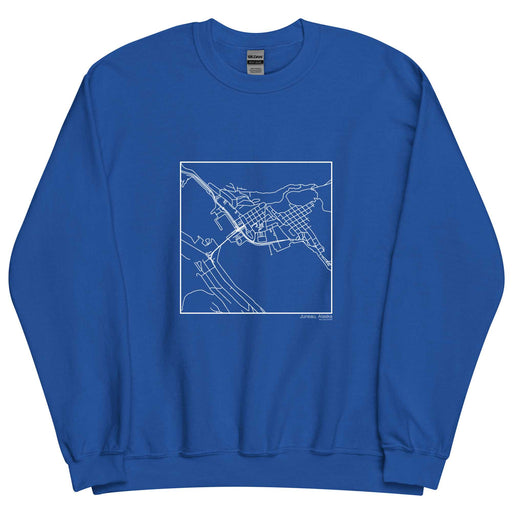 Juneau Alaska  Map Unisex Crewneck Sweater with City inscription in Royal Blue