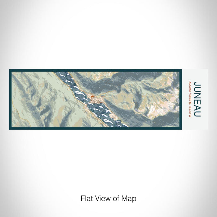 Rendered View of Juneau Alaska Map on 10oz Stainless Steel Insulated Cup in Woodblock with Sliding Lid