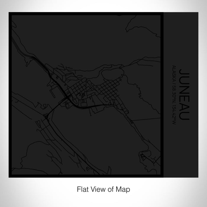 Rendered View of Juneau Alaska Map on 17oz Stainless Steel Insulated Tumbler in Matte Black with Tactile Lines