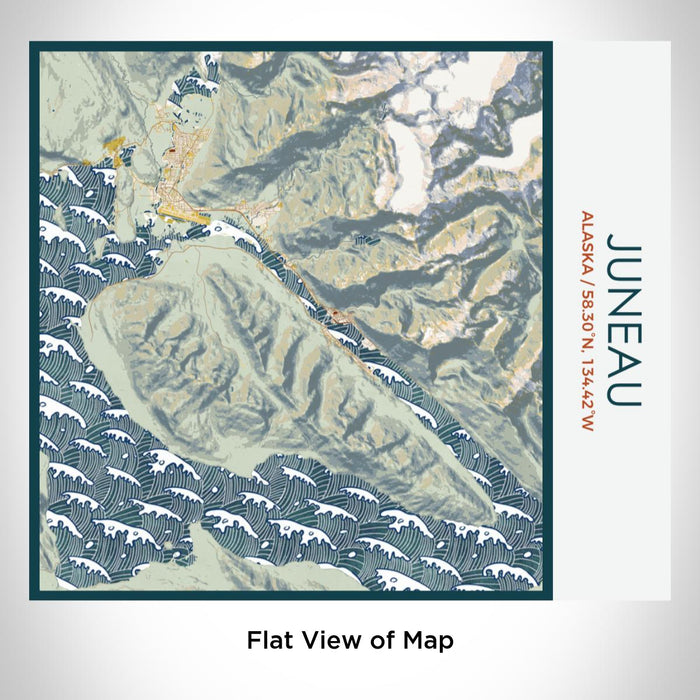 Rendered View of Juneau Alaska Map on 17oz Stainless Steel Insulated Tumbler in Woodblock Map Style