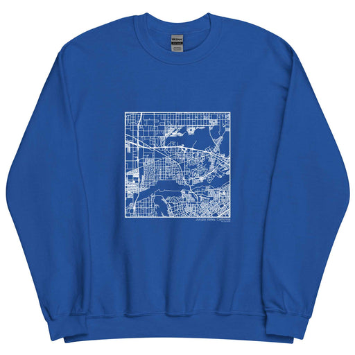 Jurupa Valley California  Map Unisex Crewneck Sweater with City inscription in Royal Blue