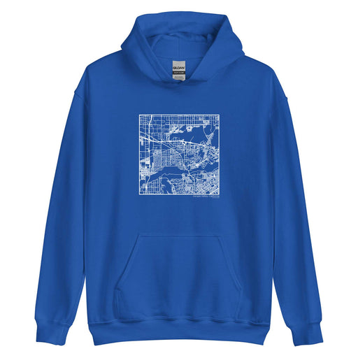 Jurupa Valley California  Map Unisex Hoodie Sweater with City inscription in Royal Blue
