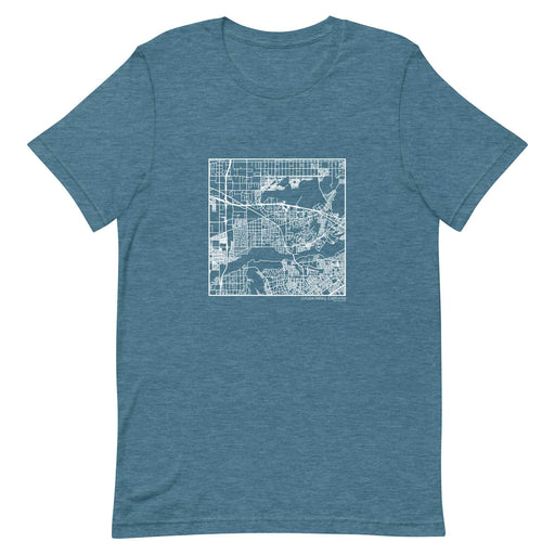 Jurupa Valley California  Map Unisex T-Shirt with City inscription in Heather Teal