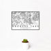 12x18 Kachess Lake Washington Map Print Landscape Orientation in Classic Style With Small Cactus Plant in White Planter