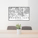 24x36 Kachess Lake Washington Map Print Lanscape Orientation in Classic Style Behind 2 Chairs Table and Potted Plant