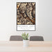 24x36 Kachess Lake Washington Map Print Portrait Orientation in Ember Style Behind 2 Chairs Table and Potted Plant
