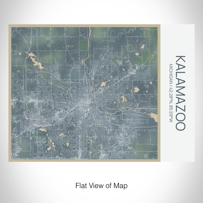 Rendered View of Kalamazoo Michigan Map on 20oz Stainless Steel Insulated Bottle with Bamboo Top with printed afternoon style map