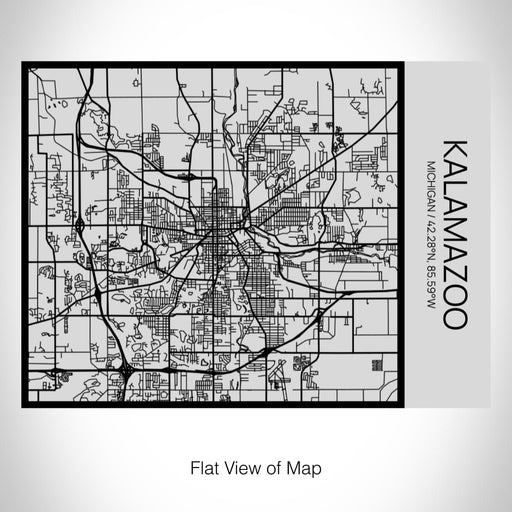 Rendered View of Kalamazoo Michigan Map on 20oz Stainless Steel Insulated Bottle with Bamboo Top with printed Tactile Lines Map in Black