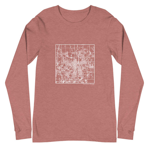 Kalamazoo Michigan  Map Unisex Long-Sleeve T-shirt with City inscription in Heather Mauve