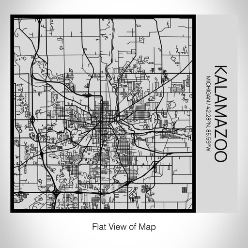 Rendered View of Kalamazoo Michigan Map on 17oz Stainless Steel Insulated Tumbler in Tactile Lines with Succulent in Background