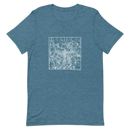 Kalamazoo Michigan  Map Unisex T-Shirt with City inscription in Heather Teal