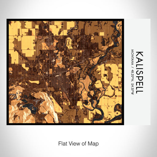 Rendered View of Kalispell Montana Map on 20oz Stainless Steel Insulated Bottle with Bamboo Top with printed ember style map