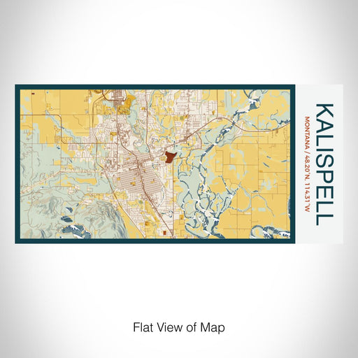 Rendered View of Kalispell Montana Map on 17oz Stainless Steel Insulated Bottle with printed woodblock style map