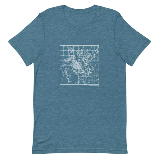Kalispell Montana  Map Unisex T-Shirt with City inscription in Heather Teal