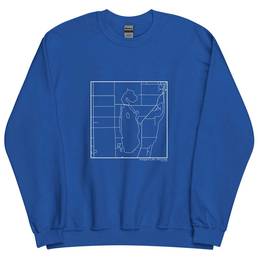 Kangaroo Lake Wisconsin  Map Unisex Crewneck Sweater with City inscription in Royal Blue