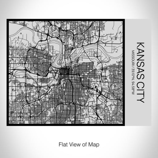 Rendered View of Kansas City Missouri Map on 20oz Stainless Steel Insulated Bottle with Bamboo Top with printed Tactile Lines Map in Black