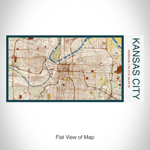 Rendered View of Kansas City Missouri Map on 17oz Stainless Steel Insulated Bottle with printed woodblock style map