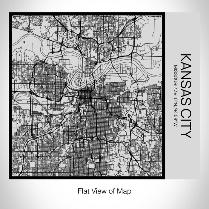 Rendered View of Kansas City Missouri Map on 17oz Stainless Steel Insulated Tumbler in Tactile Lines with Succulent in Background