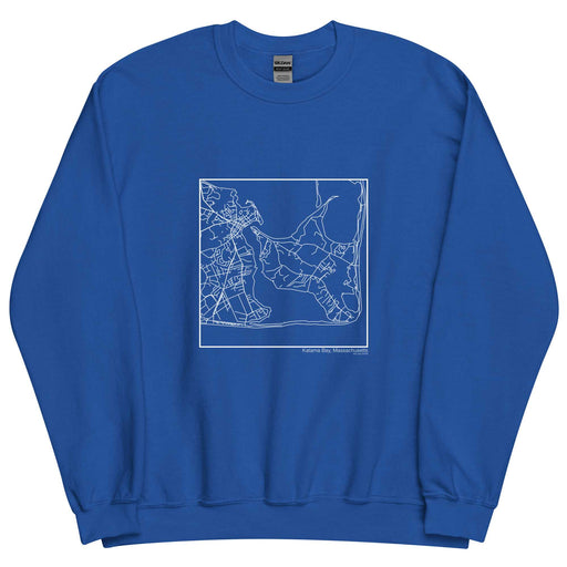 Katama Bay Massachusetts  Map Unisex Crewneck Sweater with City inscription in Royal Blue
