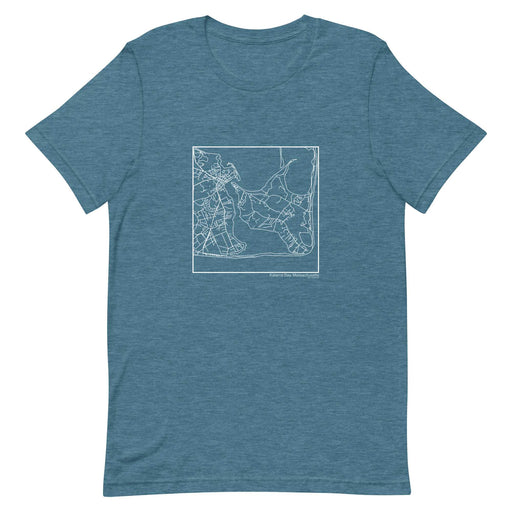 Katama Bay Massachusetts  Map Unisex T-Shirt with City inscription in Heather Teal