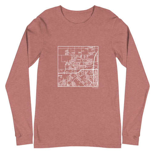 Katy Texas  Map Unisex Long-Sleeve T-shirt with City inscription in Heather Mauve