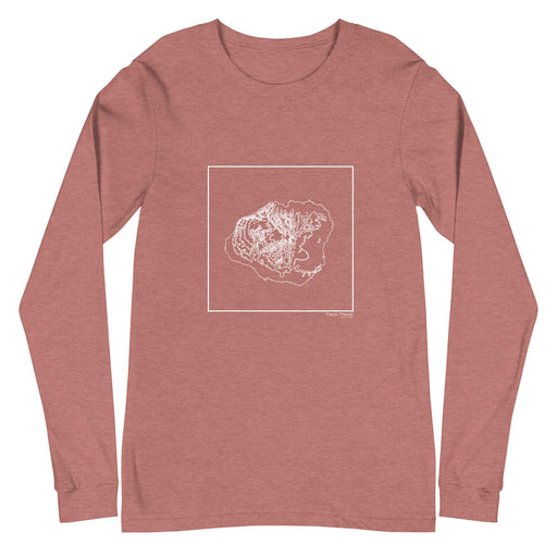 Kauai Hawaii Topographic  Map Unisex Long-Sleeve T-shirt with City inscription in Heather Mauve