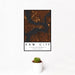 12x18 Kaw City Oklahoma Map Print Portrait Orientation in Ember Style With Small Cactus Plant in White Planter