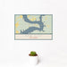 12x18 Kaw City Oklahoma Map Print Landscape Orientation in Woodblock Style With Small Cactus Plant in White Planter