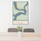 24x36 Kaw City Oklahoma Map Print Portrait Orientation in Woodblock Style Behind 2 Chairs Table and Potted Plant