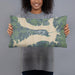 Person holding 20x12 Custom Kaw City Oklahoma Map Throw Pillow in Afternoon