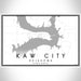 Kaw City Oklahoma Map Print Landscape Orientation in Classic Style With Shaded Background