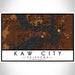 Kaw City Oklahoma Map Print Landscape Orientation in Ember Style With Shaded Background