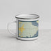 Left View Custom Kaw City Oklahoma Map Enamel Mug in Woodblock