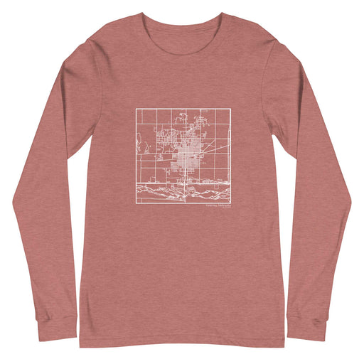 Kearney Nebraska  Map Unisex Long-Sleeve T-shirt with City inscription in Heather Mauve