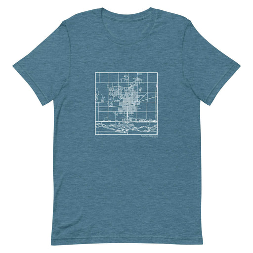 Kearney Nebraska  Map Unisex T-Shirt with City inscription in Heather Teal