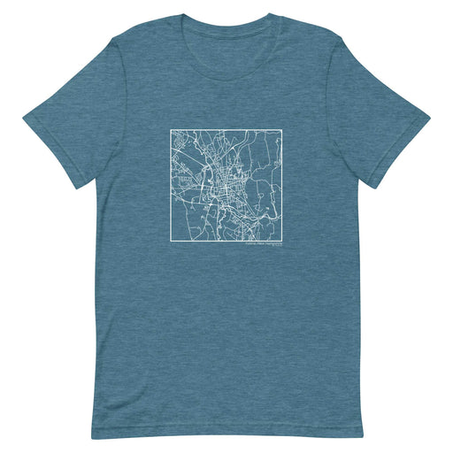 Keene New Hampshire  Map Unisex T-Shirt with City inscription in Heather Teal