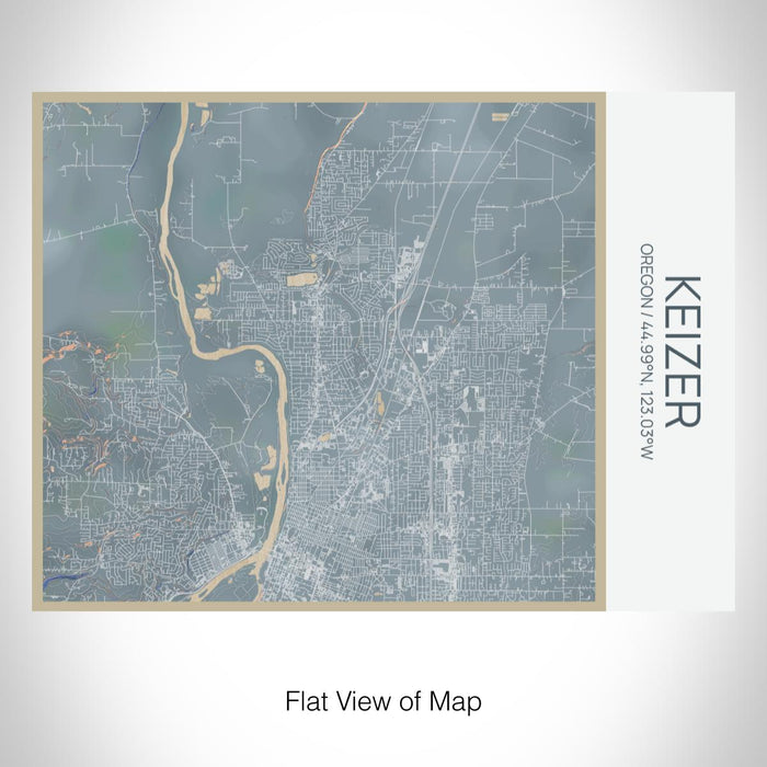 Rendered View of Keizer Oregon Map on 20oz Stainless Steel Insulated Bottle with Bamboo Top with printed afternoon style map