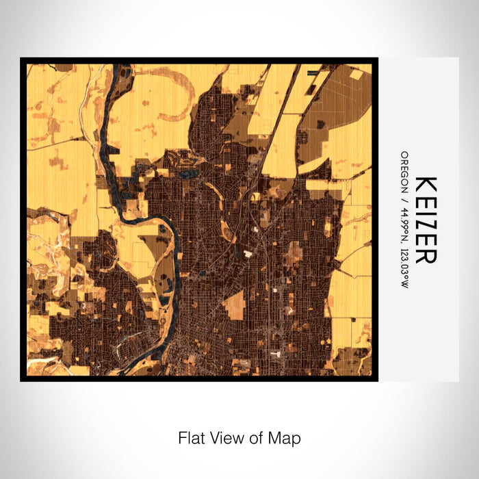 Rendered View of Keizer Oregon Map on 20oz Stainless Steel Insulated Bottle with Bamboo Top with printed ember style map